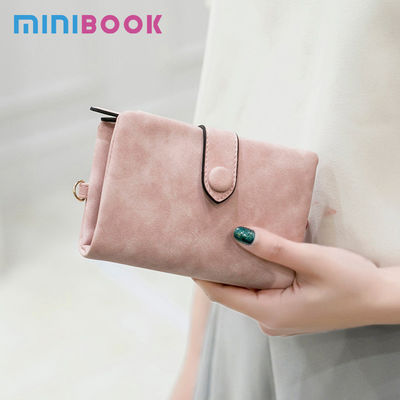 Long Wallet for Women Colourful Lady Frosted Three Folds Wallet Kawaii Short Wallet