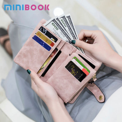 Long Wallet for Women Colourful Lady Frosted Three Folds Wallet Kawaii Short Wallet