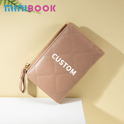 Custom Logo Quilted Women's Wallet Pu Leather Stylish RFID Lady Zipper Purse Ladies Card Holder Wallet