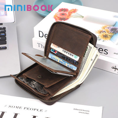 Luxury Design Bifold Leather Wallet with Coin Pocket and Nylon Lining Material