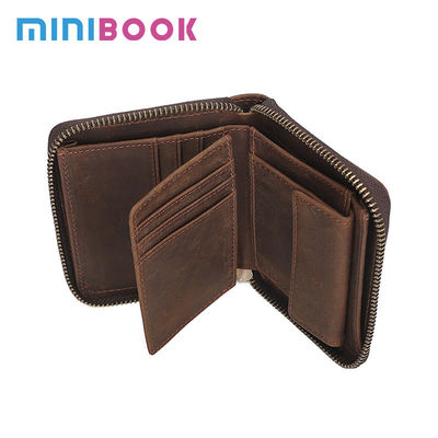 Luxury Design Bifold Leather Wallet with Coin Pocket and Nylon Lining Material