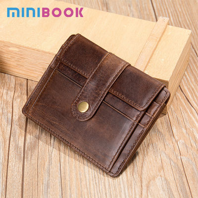 Customizable Men's Genuine Leather Card Holder Wallet with Anti-Theft Protection