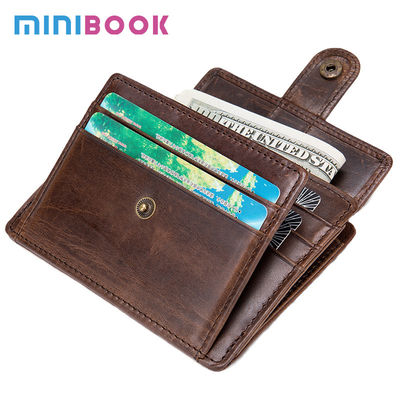 Customizable Men's Genuine Leather Card Holder Wallet with Anti-Theft Protection