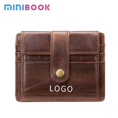 Customizable Men's Genuine Leather Card Holder Wallet with Anti-Theft Protection