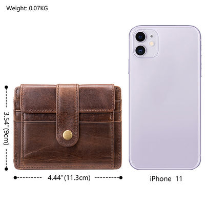 Customizable Men's Genuine Leather Card Holder Wallet with Anti-Theft Protection