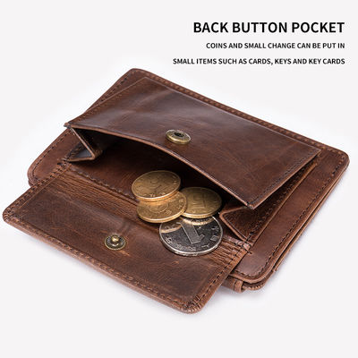 Customizable Men's Genuine Leather Card Holder Wallet with Anti-Theft Protection