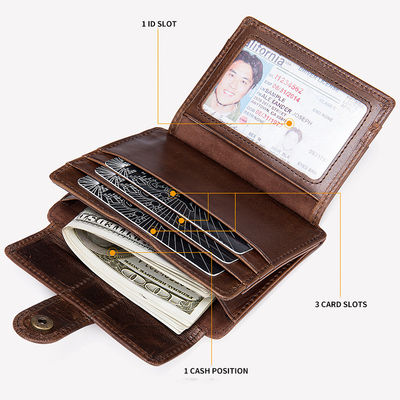 Customizable Men's Genuine Leather Card Holder Wallet with Anti-Theft Protection