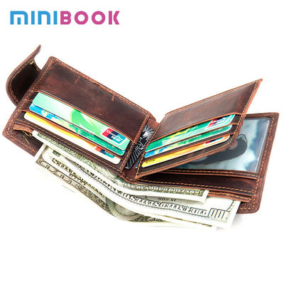 Original Retro Style Men's Wallet with Zipper Closure and Genuine Leather Material