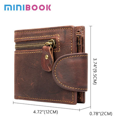 Original Retro Style Men's Wallet with Zipper Closure and Genuine Leather Material
