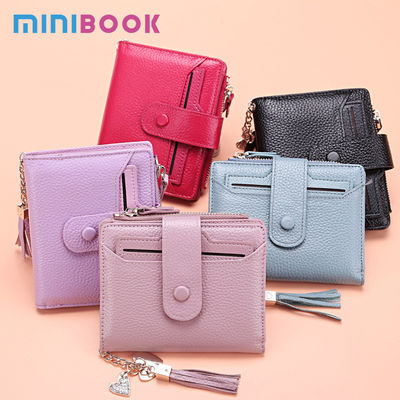 PU Leather Lady Purse ID Window Card Sleeve Wallet Bifold Short Wallet with Custom Logo