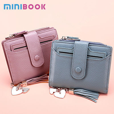 PU Leather Lady Purse ID Window Card Sleeve Wallet Bifold Short Wallet with Custom Logo