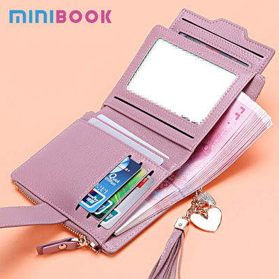 PU Leather Lady Purse ID Window Card Sleeve Wallet Bifold Short Wallet with Custom Logo