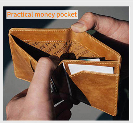 Open Closure Fashion Style Bifold Slim Genuine Leather Mens Wallet with RFID Blocking