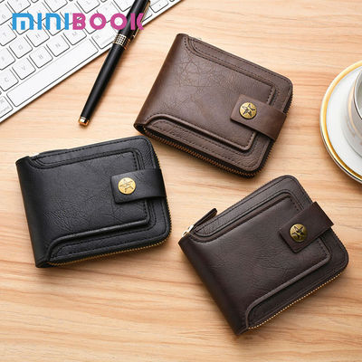 OEM Men's Leather Wallet with Nylon Lining Short Wallet
