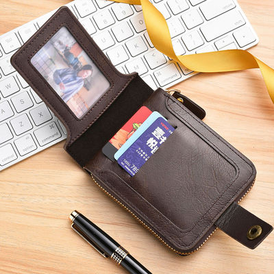 OEM Men's Leather Wallet with Nylon Lining Short Wallet