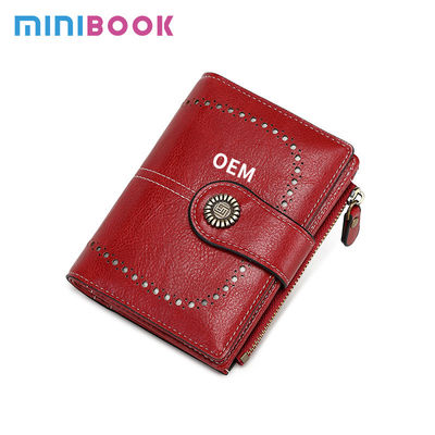 RFID Blocking Women's Leather Wallet with Small Bifold Design and Custom Logo Option