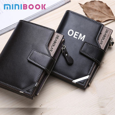 Men's 2023 Custom Logo Multi-card Short Wallet with Zipper and Anti-Theft Design