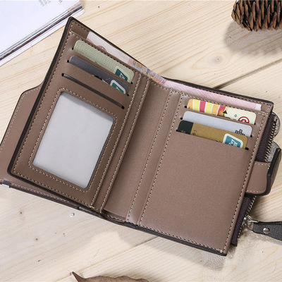 Men's 2023 Custom Logo Multi-card Short Wallet with Zipper and Anti-Theft Design