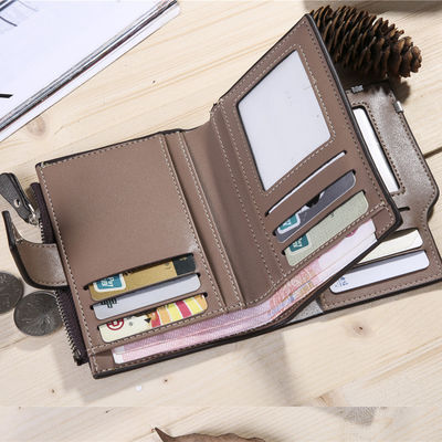 Men's 2023 Custom Logo Multi-card Short Wallet with Zipper and Anti-Theft Design