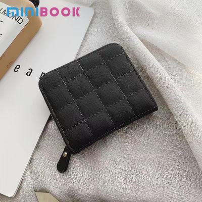 Small Plaid Bag Female Card Holder Wallet Zipper Clutch Leather Coin Purse for Women