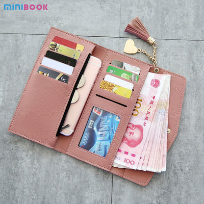 Solid Colors PU Leather Women Wallets Luxury Long Hasp Fold-over Pattern Coin Purses