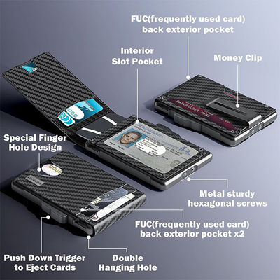 Slim Leather RFID Blocking Bifold Wallet with Metal Pop-Up Card Holder Anti-Theft Design Credit Card Slots