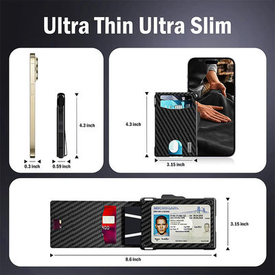 Slim Leather RFID Blocking Bifold Wallet with Metal Pop-Up Card Holder Anti-Theft Design Credit Card Slots