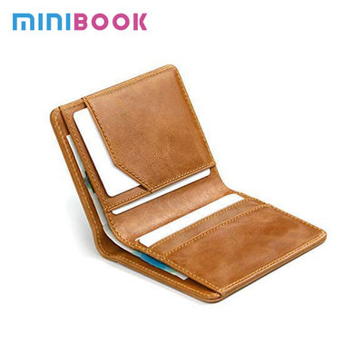 Minimalist Men's Genuine Leather Bifold Wallet with RFID Blocking of Custom Logo