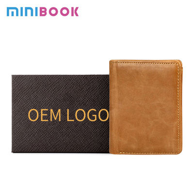 Minimalist Men's Genuine Leather Bifold Wallet with RFID Blocking of Custom Logo