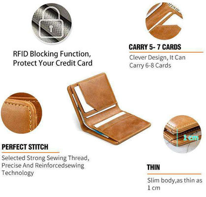 Minimalist Men's Genuine Leather Bifold Wallet with RFID Blocking of Custom Logo