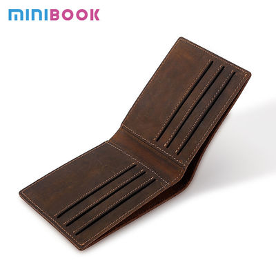 Slim Bifold Men's Wallet made of Genuine Leather with RFID Blocking and Nylon Lining