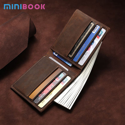 Slim Bifold Men's Wallet made of Genuine Leather with RFID Blocking and Nylon Lining