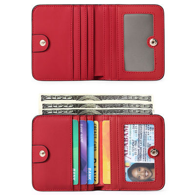 Small Women's RFID Blocking Bifold Wallet with ID Window Genuine Leather Mini Pocket Purse