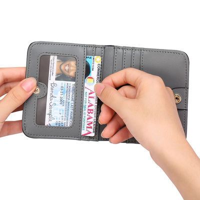 Small Women's RFID Blocking Bifold Wallet with ID Window Genuine Leather Mini Pocket Purse