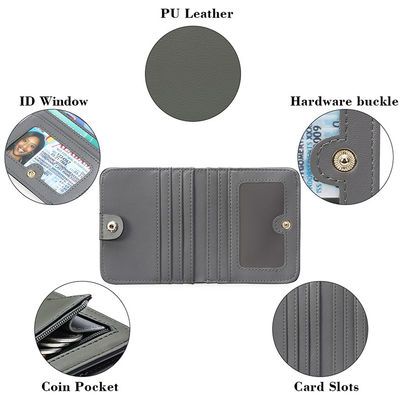 Small Women's RFID Blocking Bifold Wallet with ID Window Genuine Leather Mini Pocket Purse