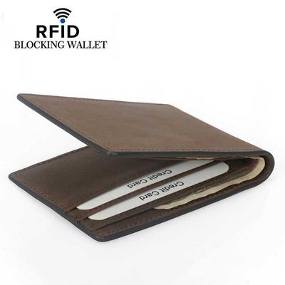 Black Coffee Credit Card Bank Cardholder with RFID Blocking and Crazy Horse Leather
