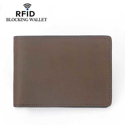Black Coffee Credit Card Bank Cardholder with RFID Blocking and Crazy Horse Leather
