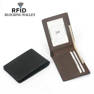 Black Coffee Credit Card Bank Cardholder with RFID Blocking and Crazy Horse Leather