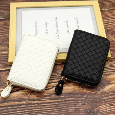 Stylish Anti-Theft Pu Leather Credit Card Holder with Accordion Wallet and Gold Zipper