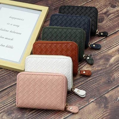 Stylish Anti-Theft Pu Leather Credit Card Holder with Accordion Wallet and Gold Zipper