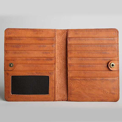 Business Credit Card Slots GENUINE LEATHER Long Wallet for Men and Women Travel Wallet