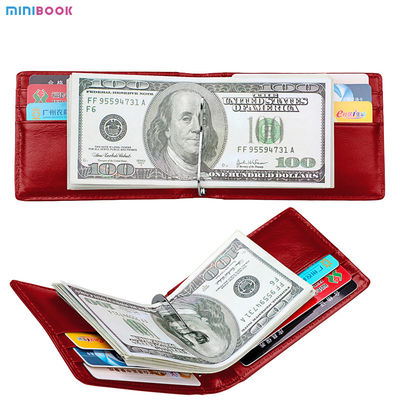 Men's Genuine Leather Money Clip Wallet with RFID Protection and Slim Bifold Design