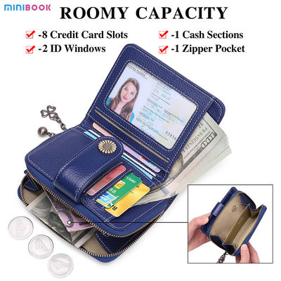 GENUINE LEATHER Women's Clutch Purse Rfid Small Bifold Wallet for Women's Accessories