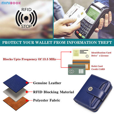 GENUINE LEATHER Women's Clutch Purse Rfid Small Bifold Wallet for Women's Accessories