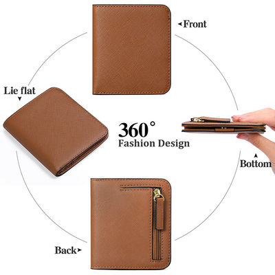 Anti-Theft Lady's Genuine Leather Wallet Short Fashion Cute Pocket Purse Three-fold Coin Bag Girl's Small Wallet