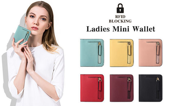 Anti-Theft Lady's Genuine Leather Wallet Short Fashion Cute Pocket Purse Three-fold Coin Bag Girl's Small Wallet