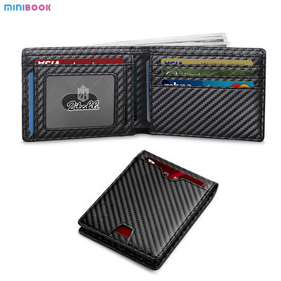 Genuine Leather Men's RFID Blocking Bifold Wallet with Zipper Pockets and Custom Logo