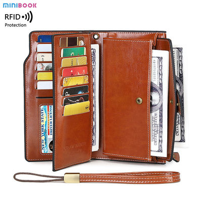 Large Capacity Rfid Women Wallet with Phone Pocket and Card Holder in Pu Leather