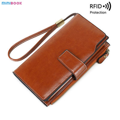 Large Capacity Rfid Women Wallet with Phone Pocket and Card Holder in Pu Leather