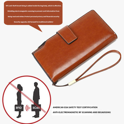 Large Capacity Rfid Women Wallet with Phone Pocket and Card Holder in Pu Leather